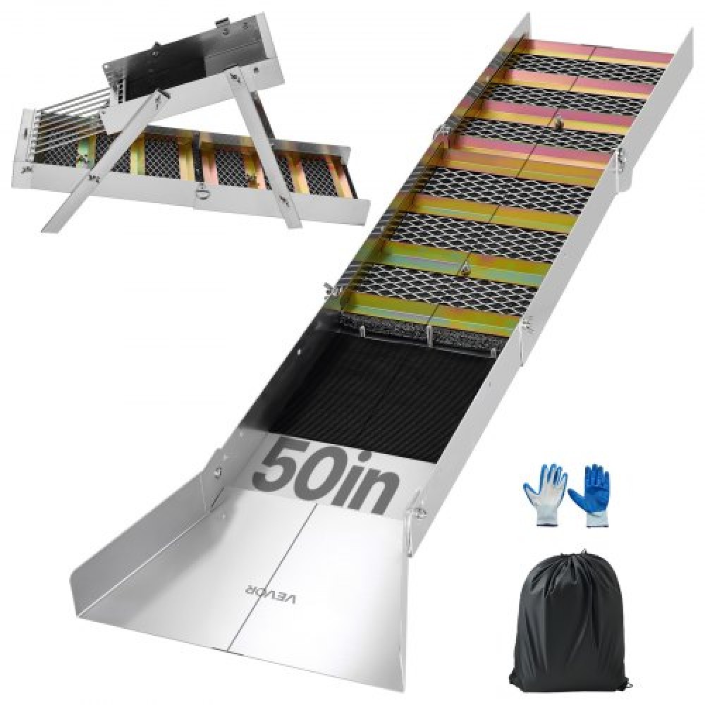 VEVOR High Banker Gold Sluice, 1270 mm 2-in-1 Folding Highbanker Sluice Box, Aluminum Alloy, Portable Mining Equipment with Drawstring Backpack and Gloves, for Gold Prospecting in Creek, High Bank
