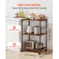 VEVOR Kitchen Utility Cart, 3 Tier 60 cm Coffee Stand Microwave Rack, Heavy Duty Storage Rack, Service Trolley on Wheels, Industrial Rolling Table Work with 8 Hooks, for Mini Four, Toster, Vintage