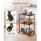 VEVOR Kitchen Utility Cart, 3 Tier 60 cm Coffee Stand Microwave Rack, Heavy Duty Storage Rack, Service Trolley on Wheels, Industrial Rolling Table Work with 8 Hooks, for Mini Four, Toster, Vintage