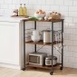 VEVOR Kitchen Utility Cart, 3 Tier 60 cm Coffee Stand Microwave Rack, Heavy Duty Storage Rack, Service Trolley on Wheels, Industrial Rolling Table Work with 8 Hooks, for Mini Four, Toster, Vintage