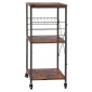 VEVOR Kitchen Utility Cart, 3 Tier 60 cm Coffee Stand Microwave Rack, Heavy Duty Storage Rack, Service Trolley on Wheels, Industrial Rolling Table Work with 8 Hooks, for Mini Four, Toster, Vintage