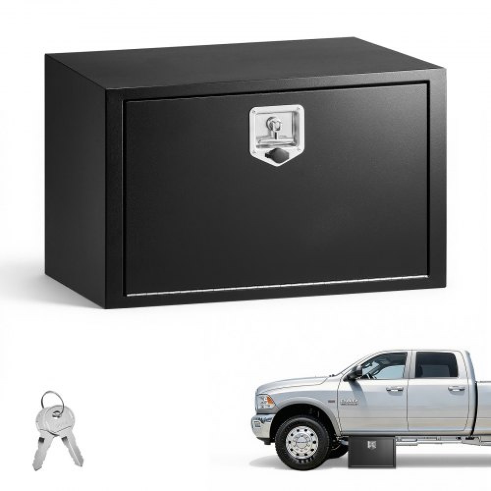 VEVOR Underbody Truck Tool Box, 762 x 457 x 457 mm Κουτί αποθήκευσης τρέιλερ από χάλυβα βαρέως τύπου με κλειδαριά & κλειδιά, αδιάβροχη οργάνωση αποθήκευσης τρέιλερ κάτω από το αμάξωμα με λαβή T για φορτηγό, Van, SUV, Μαύρο