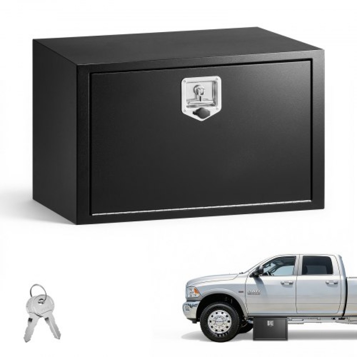 VEVOR Underbody Truck Tool Box, 762 x 457 x 457 mm Κουτί αποθήκευσης τρέιλερ από χάλυβα βαρέως τύπου με κλειδαριά & κλειδιά, αδιάβροχη οργάνωση αποθήκευσης τρέιλερ κάτω από το αμάξωμα με λαβή T για φορτηγό, Van, SUV, Μαύρο