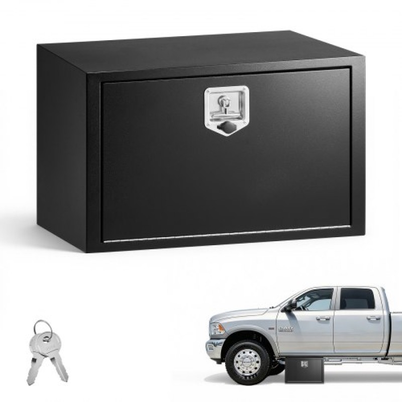 VEVOR Underbody Truck Tool Box, 762 x 457 x 457 mm Κουτί αποθήκευσης τρέιλερ από χάλυβα βαρέως τύπου με κλειδαριά & κλειδιά, αδιάβροχη οργάνωση αποθήκευσης τρέιλερ κάτω από το αμάξωμα με λαβή T για φορτηγό, Van, SUV, Μαύρο