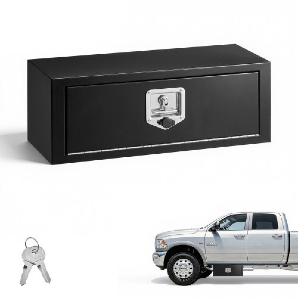 VEVOR Underbody Truck Tool Box, 686 x 254 x 254 mm Χάλυβας βαρέως τύπου κουτί αποθήκευσης τρέιλερ με κλειδαριά και κλειδιά, αδιάβροχη οργάνωση αποθήκευσης τρέιλερ κάτω από το αμάξωμα με λαβή T για φορτηγό, Van, SUV, Μαύρο