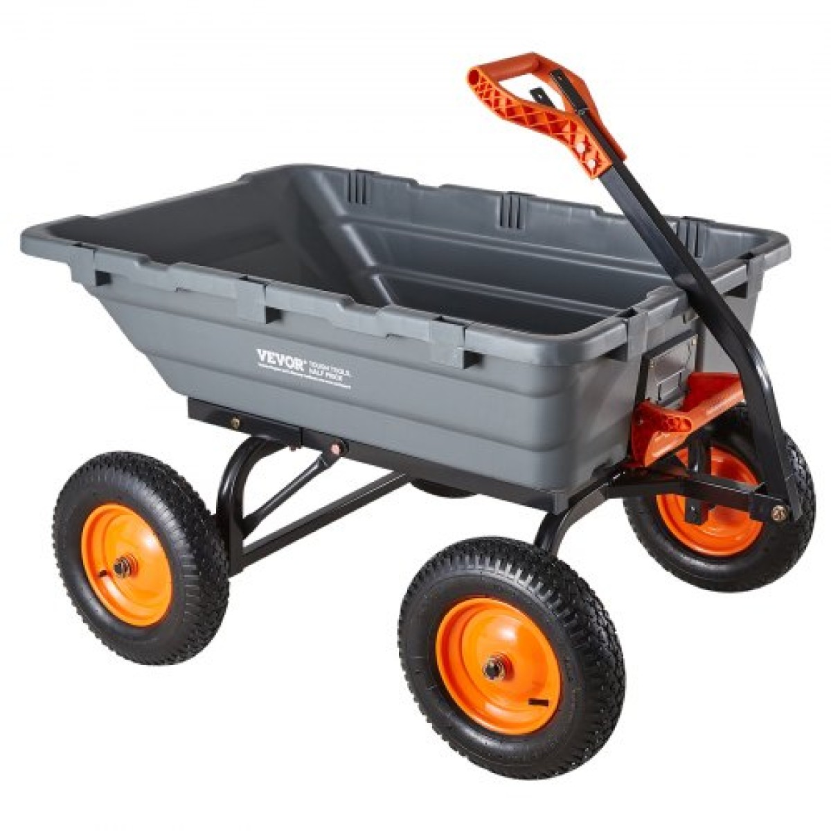 VEVOR Garden Dump Cart, 680kg Poly Dump Cart, Garden Carts Dumps Wagon με μηχανισμό Quick-Dumps 90°, Ρυθμιζόμενη λαβή, εύκαμπτα περιστρεφόμενα ρουλεμάν 270°, Yard Wagon για φυτά, έδαφος, καλλιέργειες