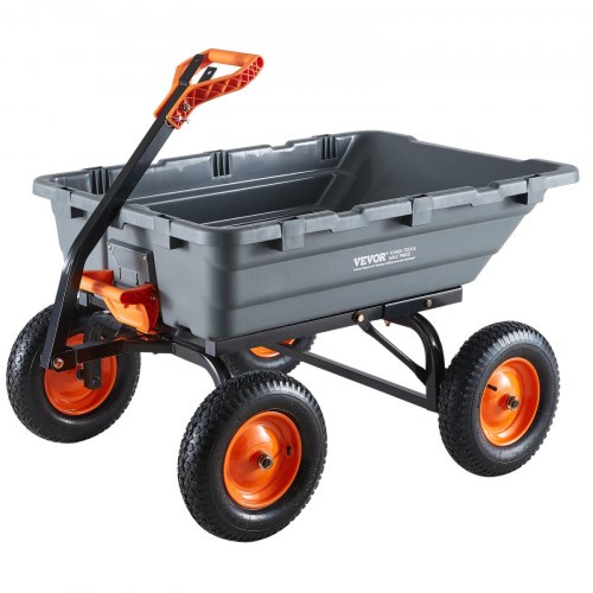 VEVOR Garden Dump Cart, 680kg Poly Dump Cart, Garden Carts Dumps Wagon με μηχανισμό Quick-Dumps 90°, Ρυθμιζόμενη λαβή, εύκαμπτα περιστρεφόμενα ρουλεμάν 270°, Yard Wagon για φυτά, έδαφος, καλλιέργειες