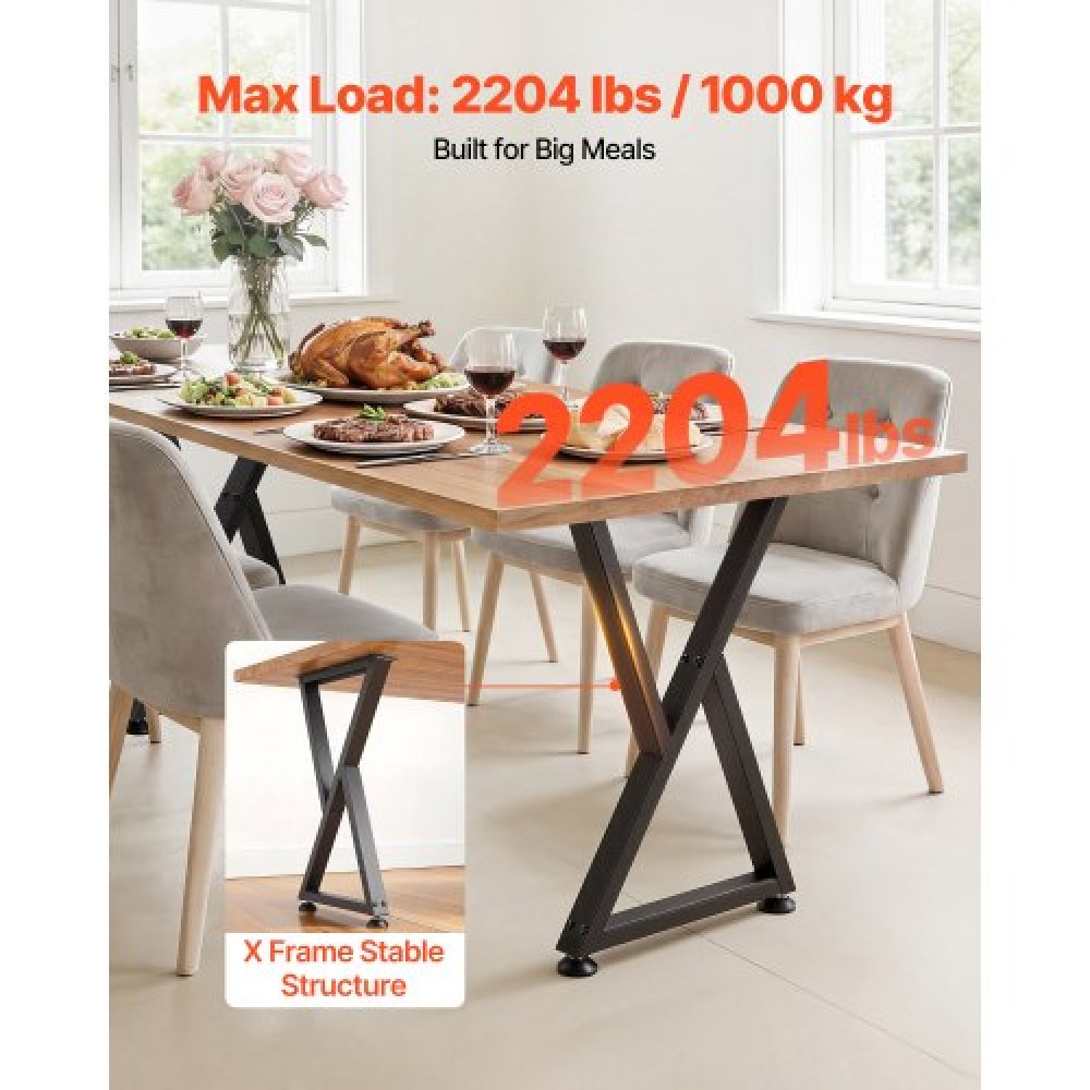 VEVOR Table Legs, 740 x 472 mm (H x W) Steel Furniture Legs, Modular Design, Easy Assembly, 1000 kg Max Load Heavy Duty, Z Shape for Home Office Desk DIY, Coffee Dinner Tables, Workbench,2 PCS, Black