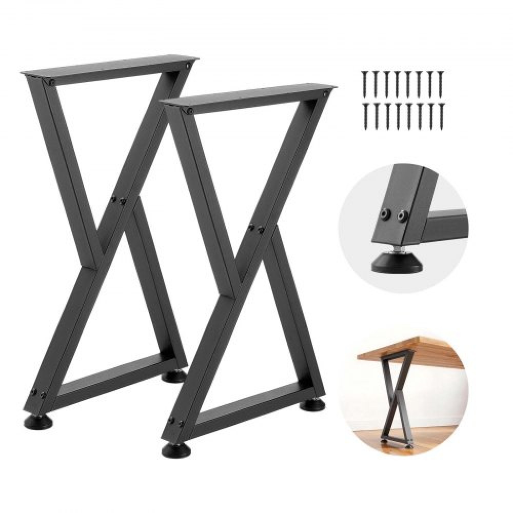 VEVOR Table Legs, 740 x 472 mm (H x W) Steel Furniture Legs, Modular Design, Easy Assembly, 1000 kg Max Load Heavy Duty, Z Shape for Home Office Desk DIY, Coffee Dinner Tables, Workbench,2 PCS, Black