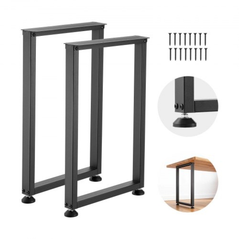 Επιτραπέζια πόδια VEVOR, 740 x 450 mm (Υ x Π) Τετράγωνα πόδια επίπλων από χάλυβα, αρθρωτή σχεδίαση, εύκολη συναρμολόγηση, 2204 lbs Max Load Heavy Duty, για γραφείο στο σπίτι, πάγκους εργασίας, τραπέζια για δείπνο, σετ 2, μαύρο