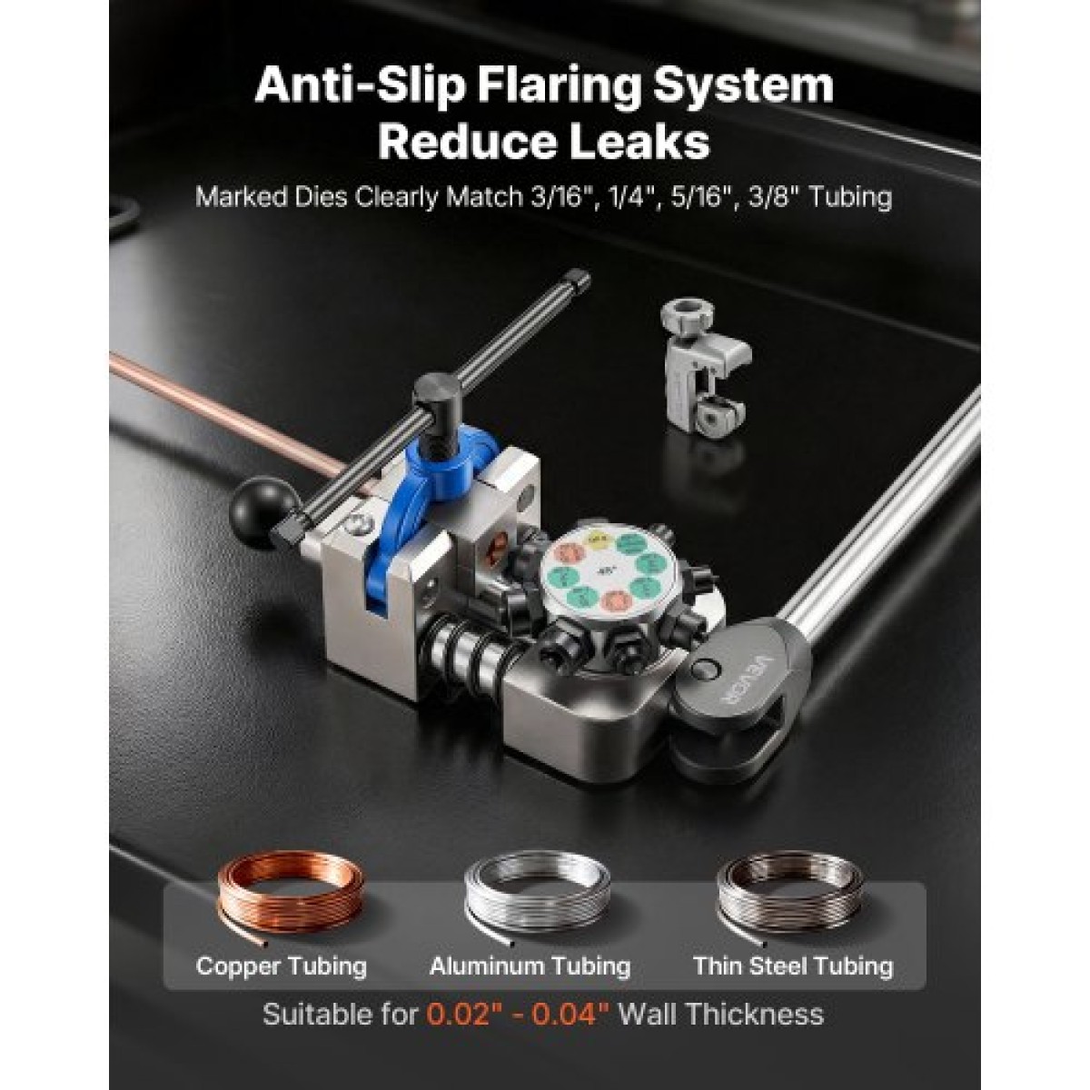 VEVOR Professional Brake Line Flaring Tool, 45 Degree Double Flare Bubble Flare Tool for 4,76mm, 6,35mm, 7,94mm, 9,52mm Χάλκινοι σωλήνες αλουμινίου από λεπτό χάλυβα