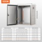Ηλεκτρικό κουτί VEVOR Steel, 50,8 x 40,6 x 20,3 cm, Κουτί ηλεκτρικού περιβλήματος 304 από ανοξείδωτο ατσάλι, περίβλημα ηλεκτρικού ηλεκτρονικού εξοπλισμού εξωτερικού χώρου επιτοίχια με κλειδαριά μεντεσέδων πλάκας τοποθέτησης, IP66 αδιάβροχο