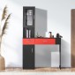 VEVOR Salon Station, Wall Mount Barber Salon Station for Hair Stylist, σετ επίπλων Beauty Spa, 1 ντουλάπι αποθήκευσης, 3 Cubbies και 2 συρτάρια (ένα που κλειδώνει), μαύρο και κόκκινο