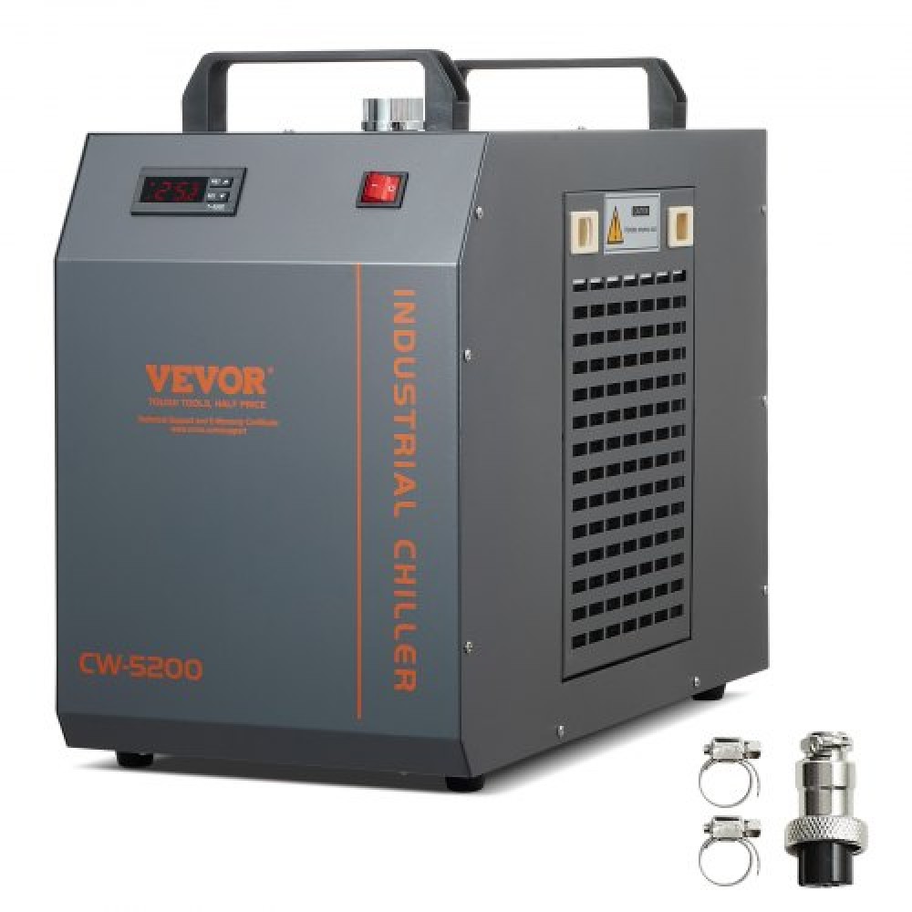 VEVOR Industrial Water Chiller CW-5200 Water Chiller Cooling System with Built-in Compressor with 7L Water Tank Capacity, 13L/min Max Flow Rate, for CO2 Laser Engraving Machine Cooling Machine