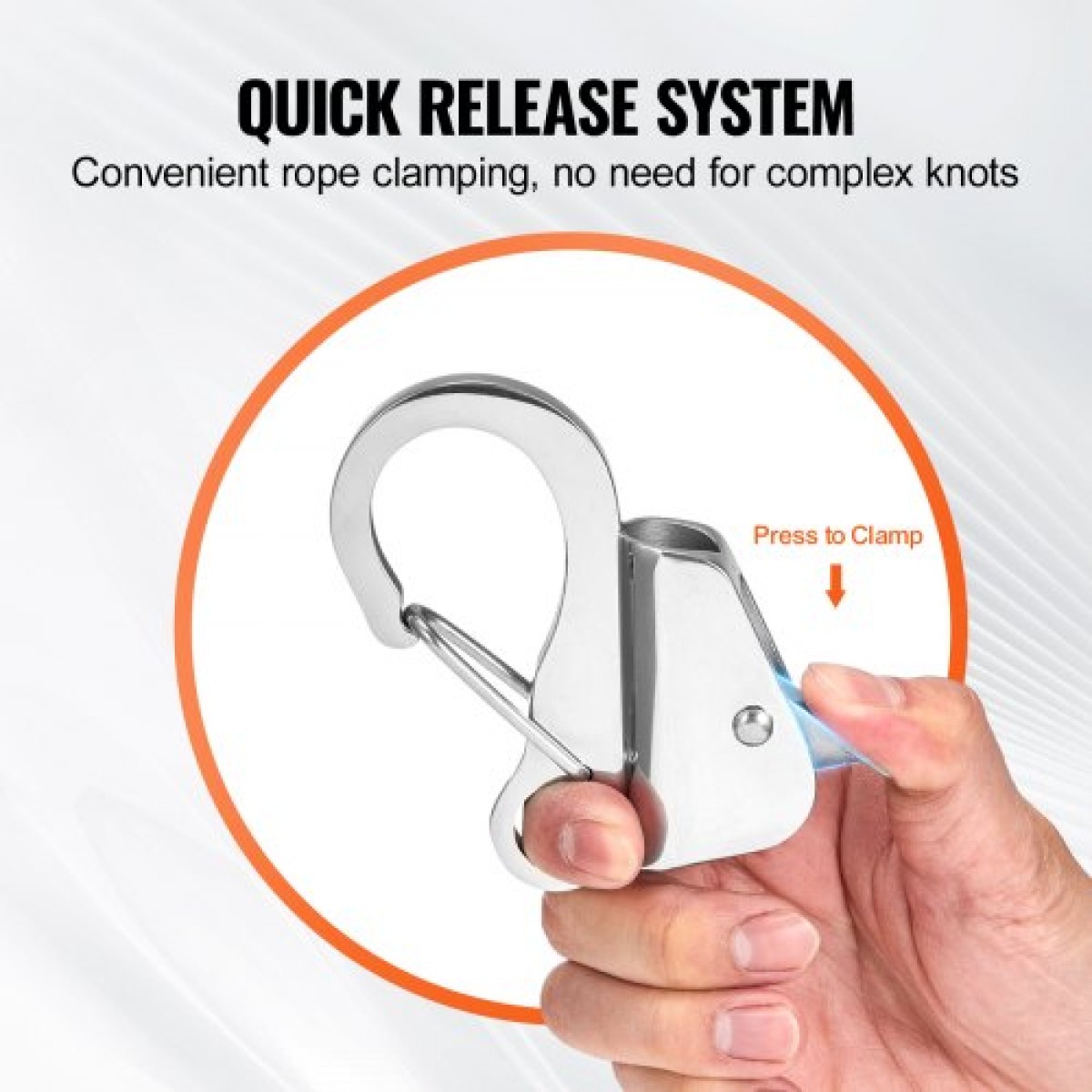 VEVOR Boat Anchor Hook, 304 Stainless Steel Slide Anchor, Notless Anchor System with Quick Release, Boat Anchor Hook Clips for 3/8" - 5/8" Boat Anchor Rope, Εύκολο στη χρήση, Χωράει 3700 LBS