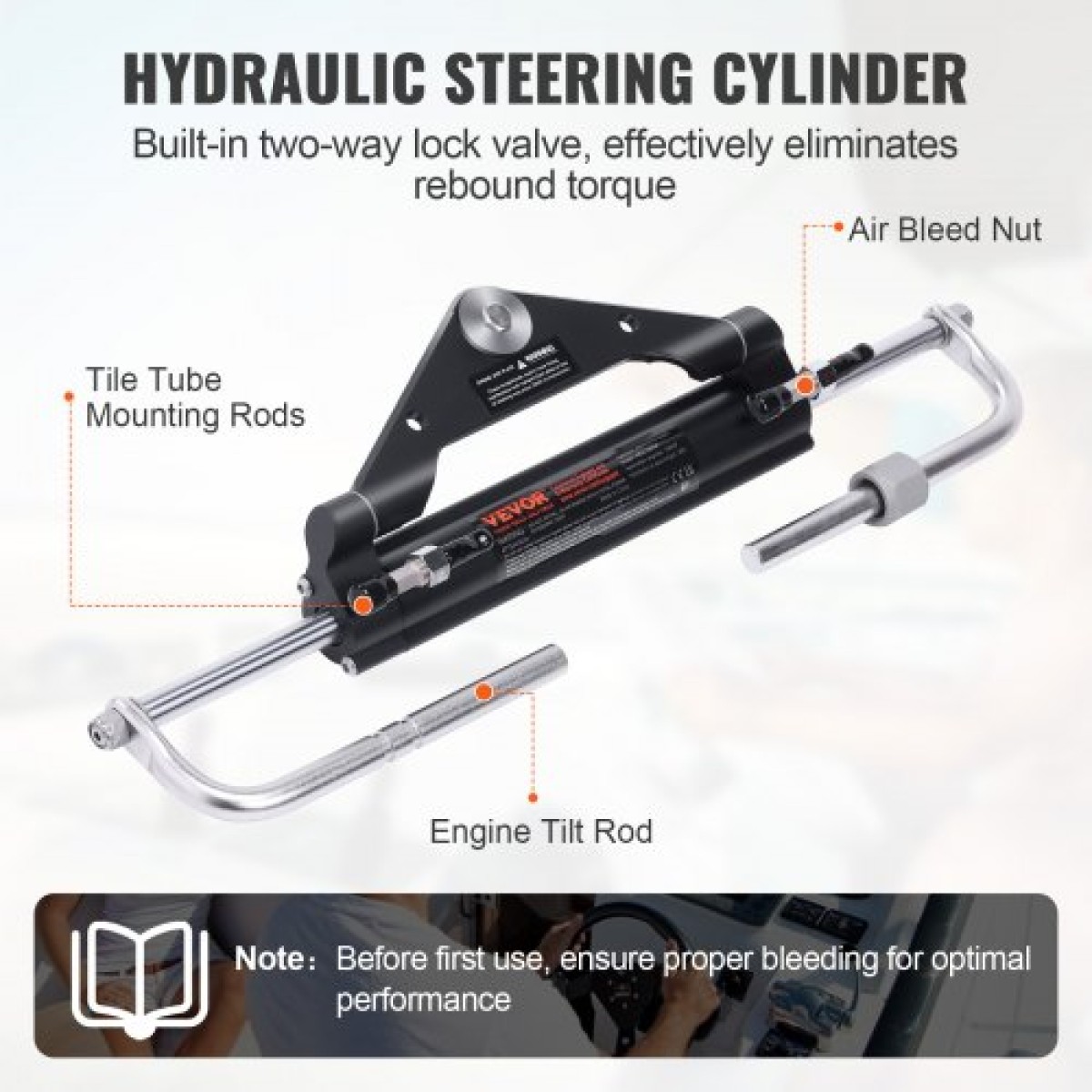 VEVOR Hydraulic Outboard Steering Kit, 150HP, Marine Boat Hydraulic Steering System, με κύλινδρο αμφίδρομης κλειδαριάς αντλίας τιμόνι και υδραυλικό σωλήνα διεύθυνσης 26 ποδιών, για μονοκινητήρια σκάφη ενός σταθμού