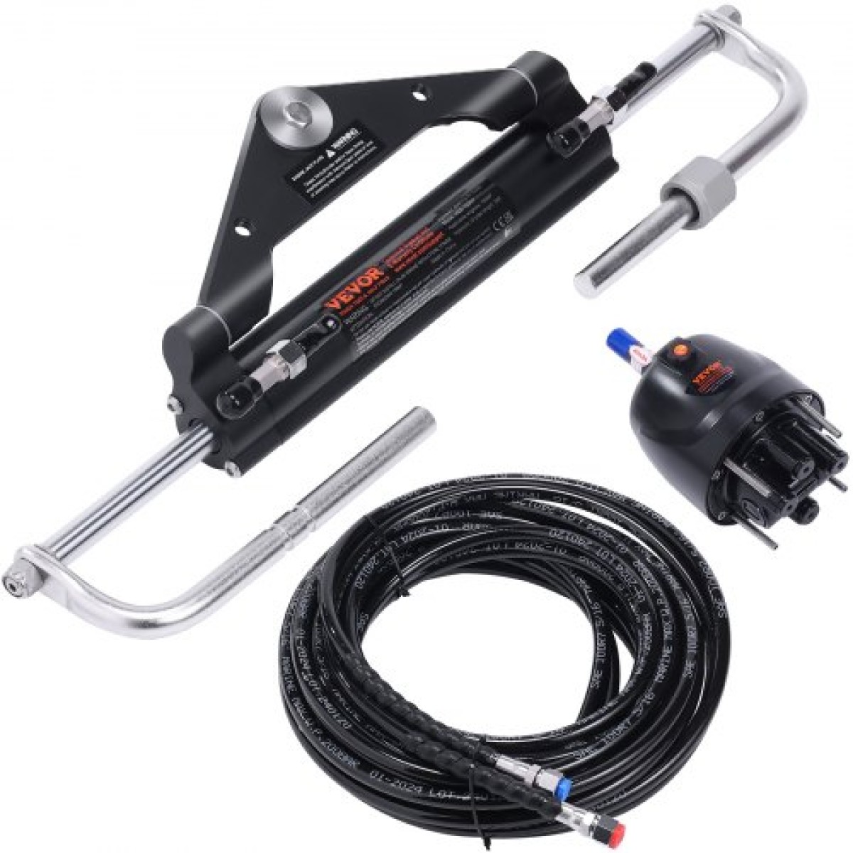 VEVOR Hydraulic Outboard Steering Kit, 150HP, Marine Boat Hydraulic Steering System, με κύλινδρο αμφίδρομης κλειδαριάς αντλίας τιμόνι και υδραυλικό σωλήνα διεύθυνσης 26 ποδιών, για μονοκινητήρια σκάφη ενός σταθμού
