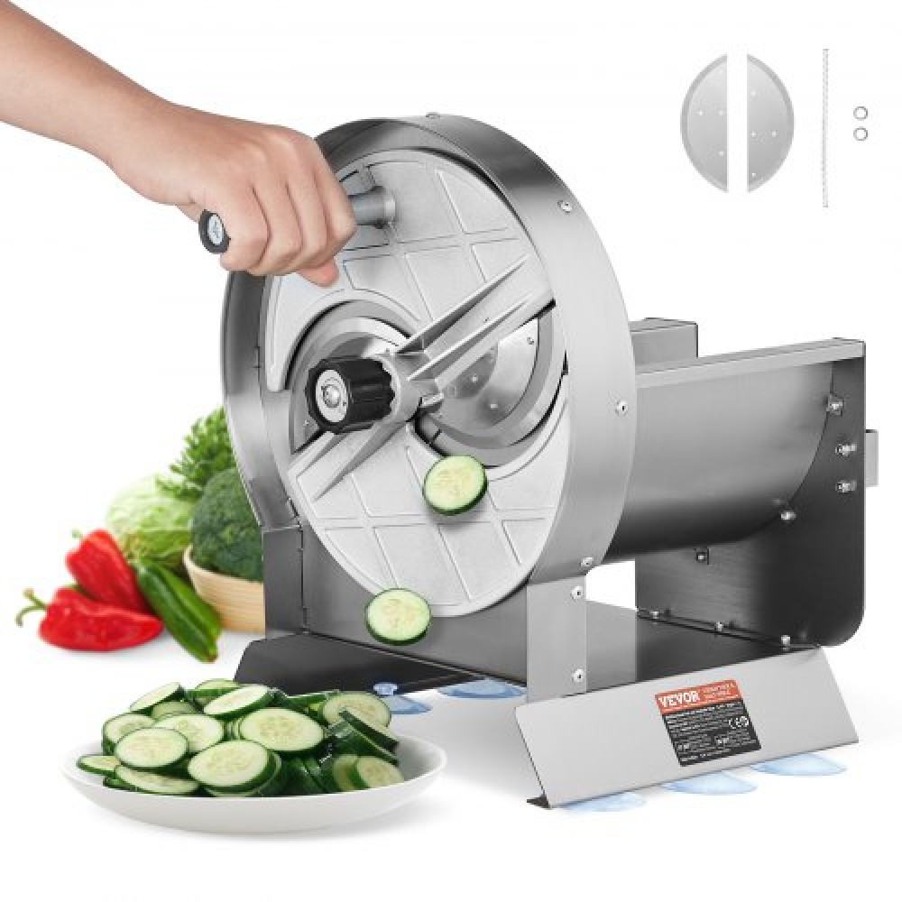 VEVOR Manual Vegetable Fruit Slicer, 0-0,5"/0-12mm Thickness Adjustable Commercial Slicer Machine, Food Cutter Machine από ανοξείδωτο ατσάλι με 2 ανταλλακτικές λεπίδες, για πατάτα, αγγούρι, λεμόνι, ντομάτα