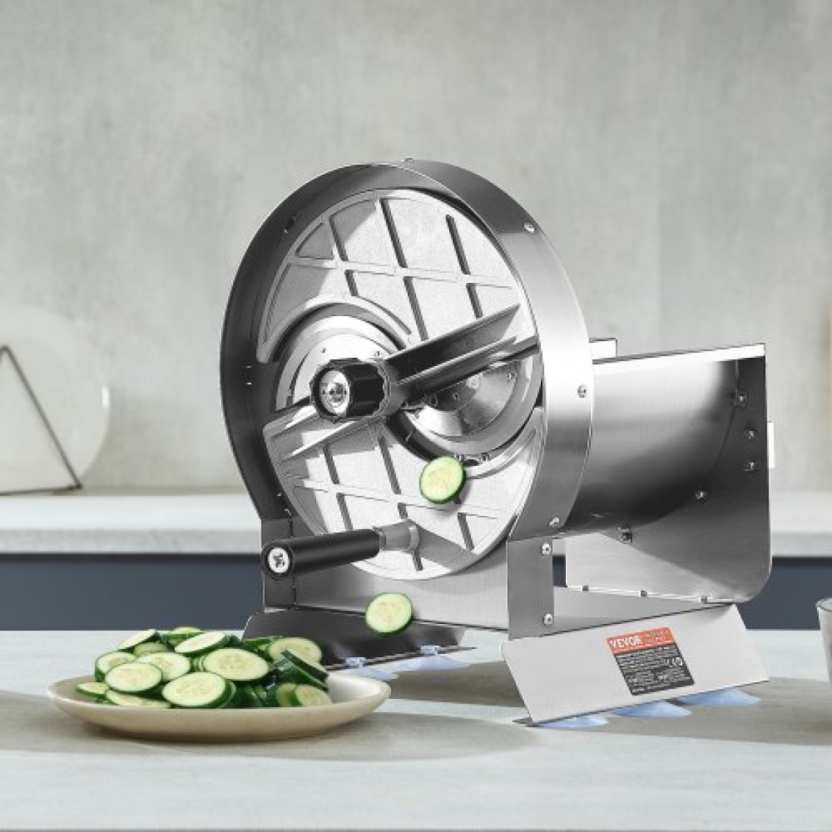 VEVOR Manual Vegetable Fruit Slicer, 0-0,5"/0-12mm Thickness Adjustable Commercial Slicer Machine, Food Cutter Machine από ανοξείδωτο ατσάλι με 2 ανταλλακτικές λεπίδες, για πατάτα, αγγούρι, λεμόνι, ντομάτα