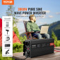 VEVOR Pure Sine Wave Inverter, 3000 Watt, DC 12V to AC 230V Inverter με 2 πρίζες AC 2 θύρα USB 1 θύρα Type-C, οθόνη LCD και τηλεχειριστήριο για μεγάλες οικιακές συσκευές, με πιστοποίηση CE FCC