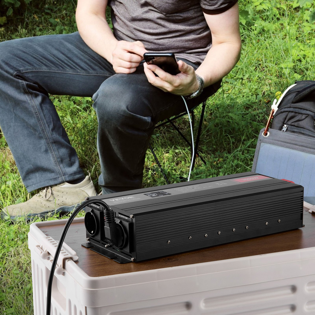 VEVOR Pure Sine Wave Inverter, 3000 Watt, DC 12V to AC 230V Inverter με 2 πρίζες AC 2 θύρα USB 1 θύρα Type-C, οθόνη LCD και τηλεχειριστήριο για μεγάλες οικιακές συσκευές, με πιστοποίηση CE FCC