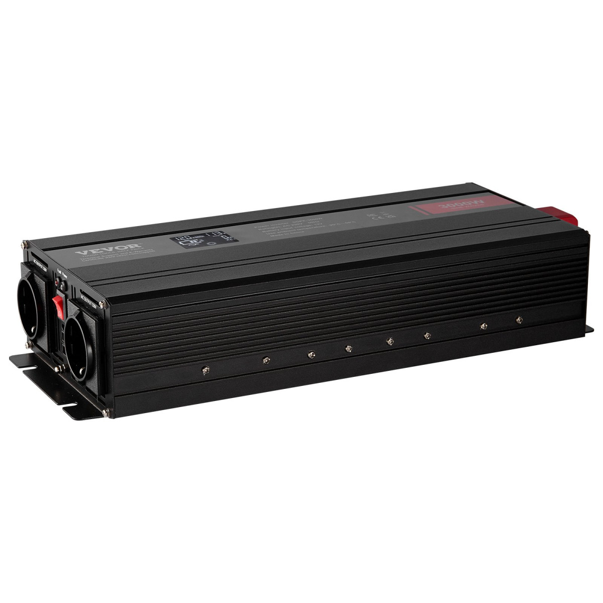 VEVOR Pure Sine Wave Inverter, 3000 Watt, DC 12V to AC 230V Inverter με 2 πρίζες AC 2 θύρα USB 1 θύρα Type-C, οθόνη LCD και τηλεχειριστήριο για μεγάλες οικιακές συσκευές, με πιστοποίηση CE FCC