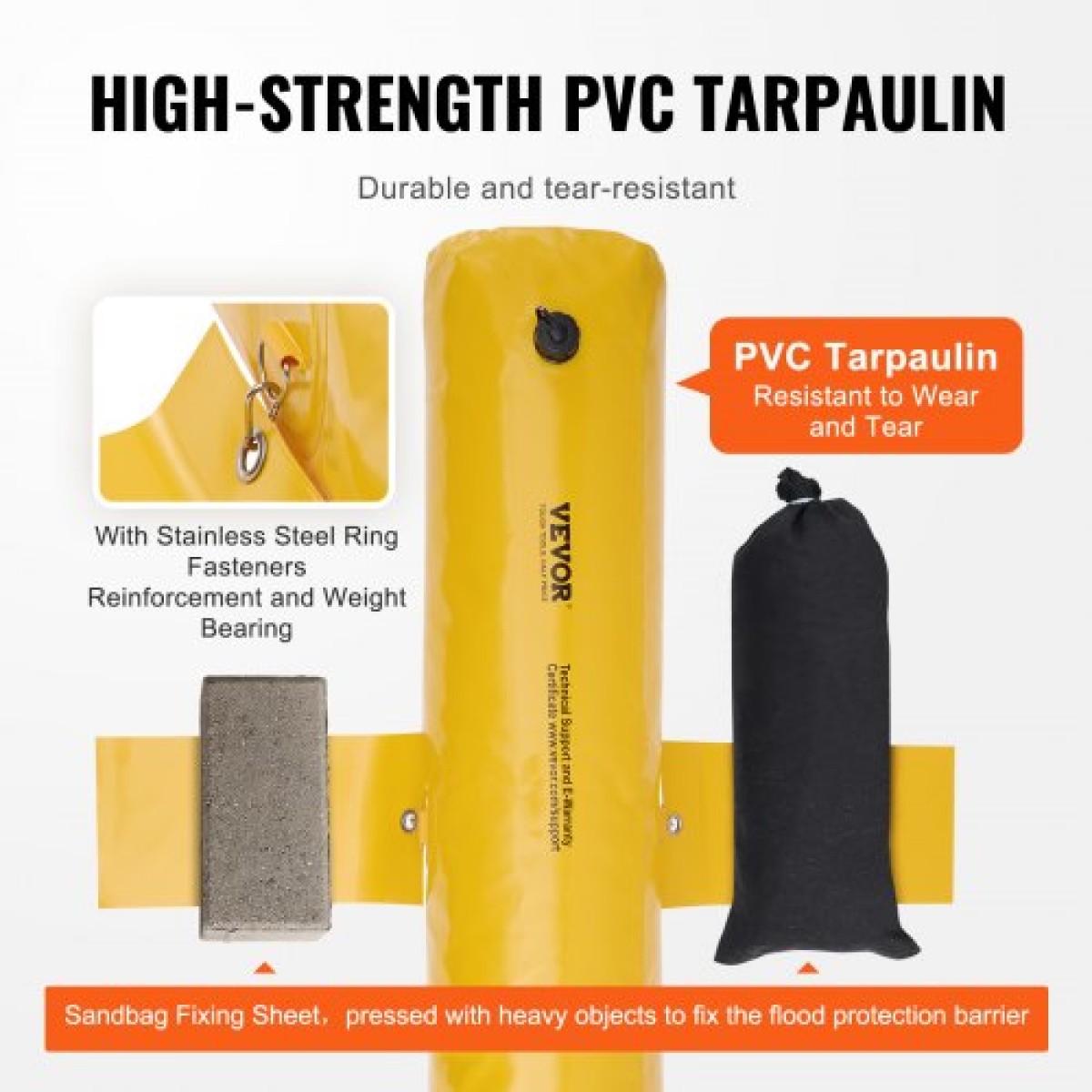 VEVOR Flood Barriers, Sandbag Alternative Flood Bag 4 Pack, Flood Barrier για το σπίτι, Water Barriers για πλημμύρες, Πόρτα, Drive (122 × 25 × 17 cm)