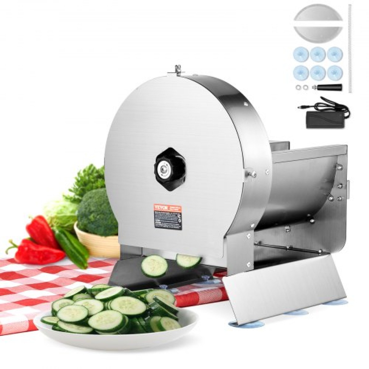 VEVOR Electric Vegetable Slicer, 0-0,5"/0-12mm Thickness Adjustable Commercial Slicer Machine, Μετατρέψιμο σε χειροκίνητο, Μηχάνημα κοπής τροφίμων από ανοξείδωτο χάλυβα, για πατάτες, λεμόνι, ντομάτα, μήλο