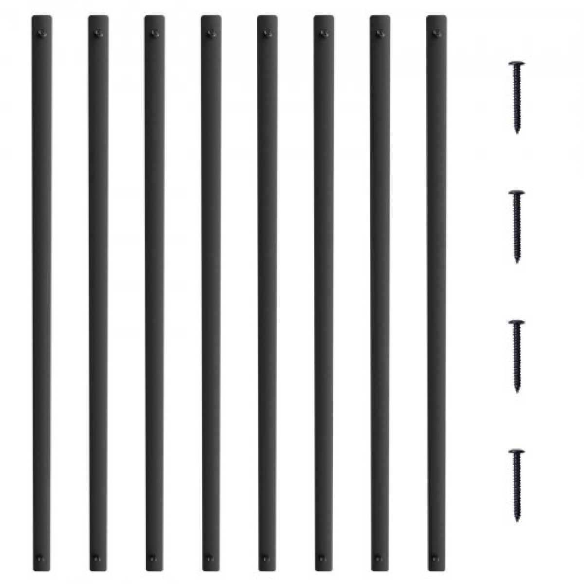 Μεταλλικά κάγκελα VEVOR Staircase, 32,28" x 1" x 0,2" Επίπεδοι διακοσμητικοί άξονες από κράμα αλουμινίου, 51 πακέτο κιγκλίδωμα καταστρώματος με βίδες, κλασικό κιγκλίδωμα κοίλου καταστρώματος σατέν με μαύρη επίστρωση για βεράντα