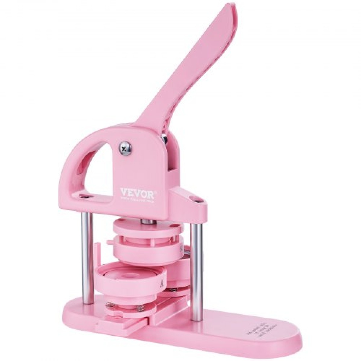 VEVOR Button Maker, 1/1,25/2,28 inch (25/32/58mm) 3-IN-1 Pin Maker, 300pcs Button Parts, Button Maker Machine with Panda Magic Book, Ergonomic Arc Handle Punch Press Kit, For Children DIY Gifts, Pink