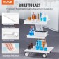 VEVOR Lab Trolley, 3-Layer Rolling Lab Cart, Metal Mobile Trolley with Swivel Wheels, Tray Rolling Cart Clinic Cart 100 kg Weight, for Lab, Clinic, Beauty and Salon