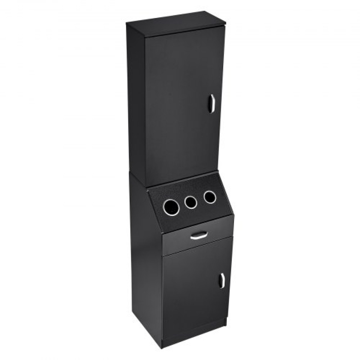 Ντουλάπα αποθήκευσης VEVOR Salon, Barber Salon Station for Hair Stylist, Hair Stylist Station Set, με 3 θήκες για πιστολάκι μαλλιών, ντουλάπια και ένα συρτάρι, μαύρο