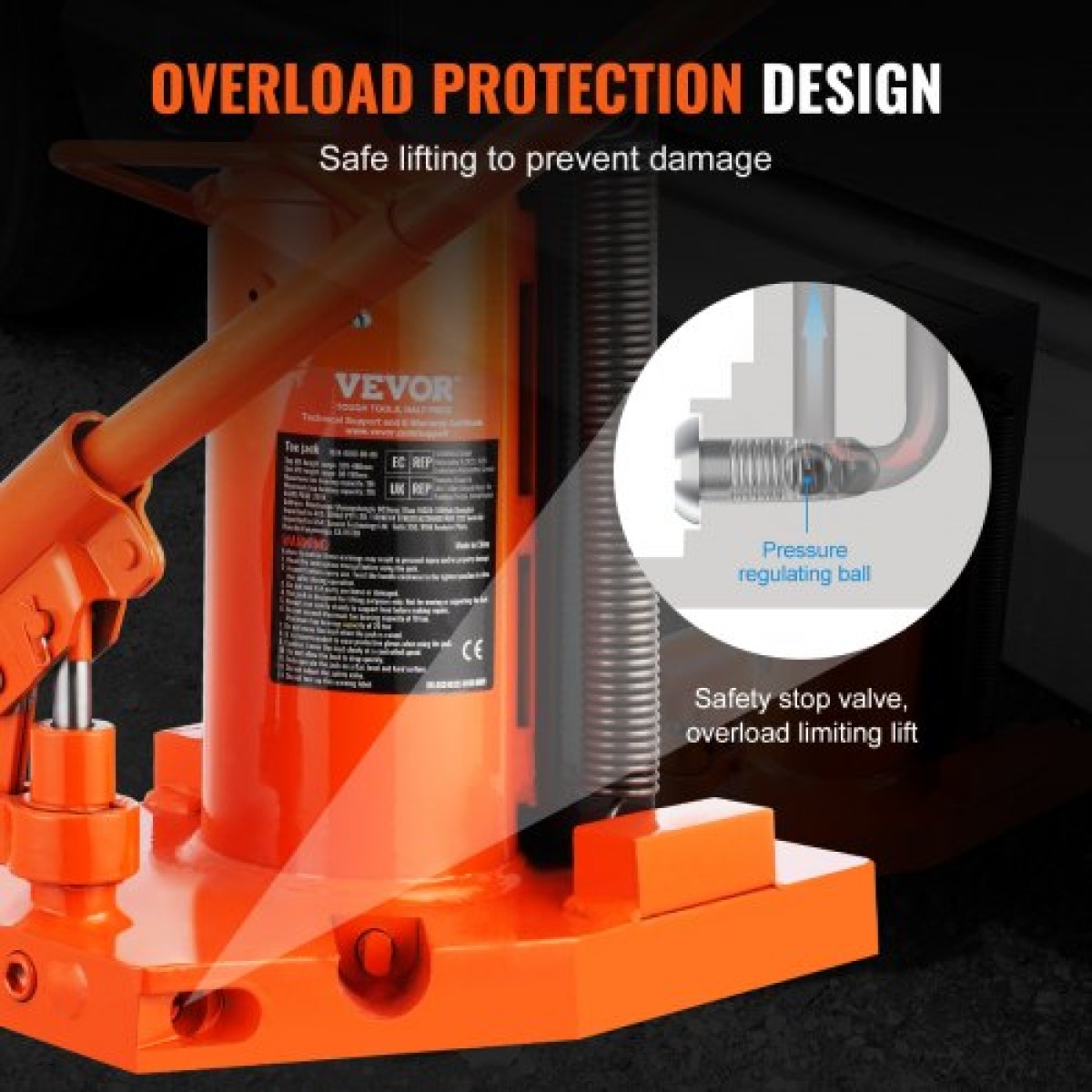 VEVOR Hydraulic Toe Jack, 10 Ton On Toe Jack Lift, 20 Ton On Top Lift Capacity Machine Jack, 1,2-7,5 in Toe Height, 12,6-18,9 in Toe Height, Air Hydraulic Claw Jack for Machinery, Industry