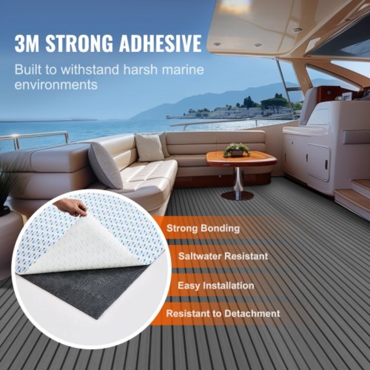 VEVOR Boat Flooring, EVA Foam Boat Decking 94,5" x 17,7", Αντιολισθητικό αυτοκόλλητο δάπεδο, 11,6 sq.ft Θαλάσσιο χαλί για σκάφη, γιοτ, Pontoon, δάπεδο καγιάκ