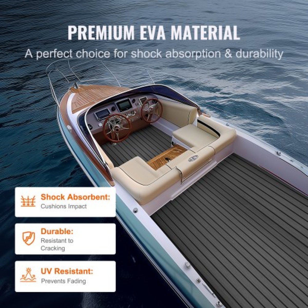 VEVOR Boat Flooring, EVA Foam Boat Decking 94,5" x 17,7", Αντιολισθητικό αυτοκόλλητο δάπεδο, 11,6 sq.ft Θαλάσσιο χαλί για σκάφη, γιοτ, Pontoon, δάπεδο καγιάκ