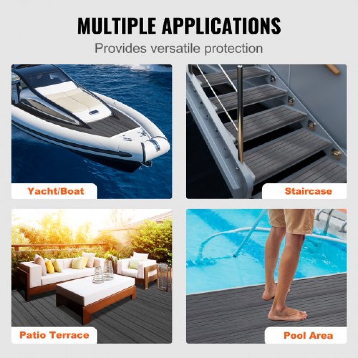 VEVOR Boat Flooring, EVA Foam Boat Decking 94,5" x 17,7", Αντιολισθητικό αυτοκόλλητο δάπεδο, 11,6 sq.ft Θαλάσσιο χαλί για σκάφη, γιοτ, Pontoon, δάπεδο καγιάκ