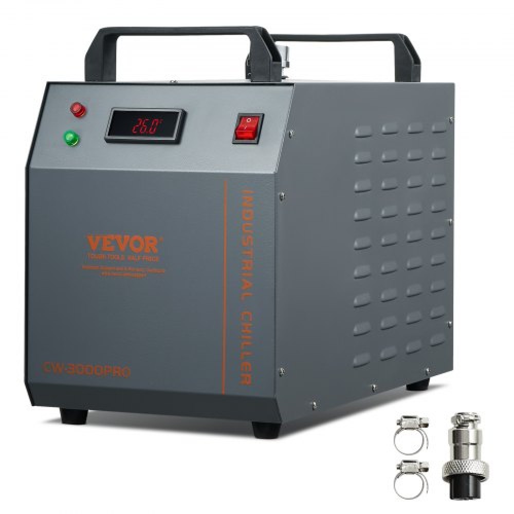 VEVOR Industrial Water Chiller CW-3000(PRO), 150W Air Cooled Industrial Water Chiller Cooling System with 12L Water Tank, 18L/min Max Flow Rate, for Laser Engraving Machine Cooling Machine