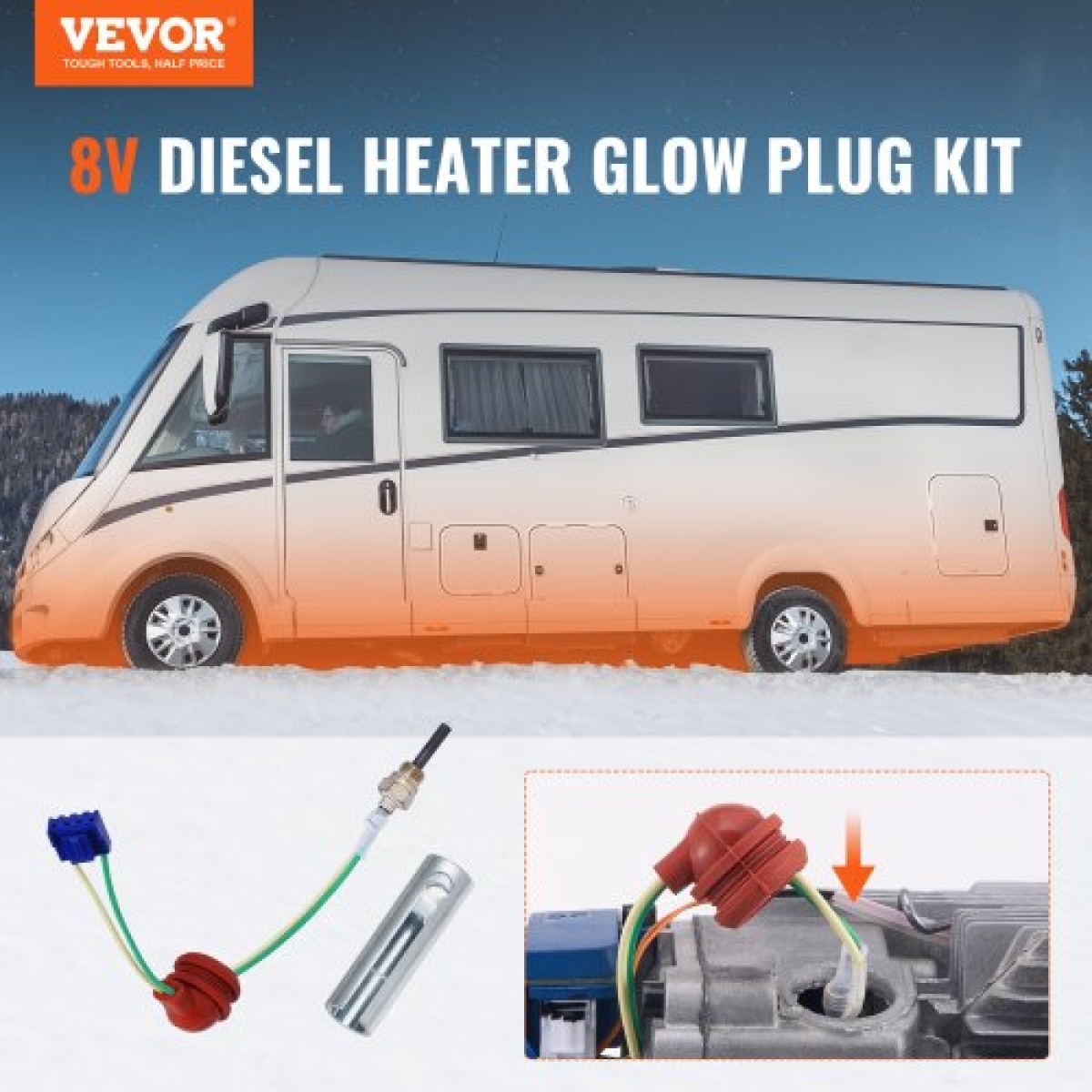 Κιτ προθερμαντήρα VEVOR Diesel, Κιτ επισκευής κεραμικού προθερμαντήρα, Εξάρτημα θερμαντήρα στάθμευσης αέρα ντίζελ με εργαλείο τοποθέτησης αφαίρεσης, κιτ ανακατασκευής θερμαντήρα ντίζελ για 2KW/5KW/8KW Αντικατάσταση θερμαντήρα ντίζελ