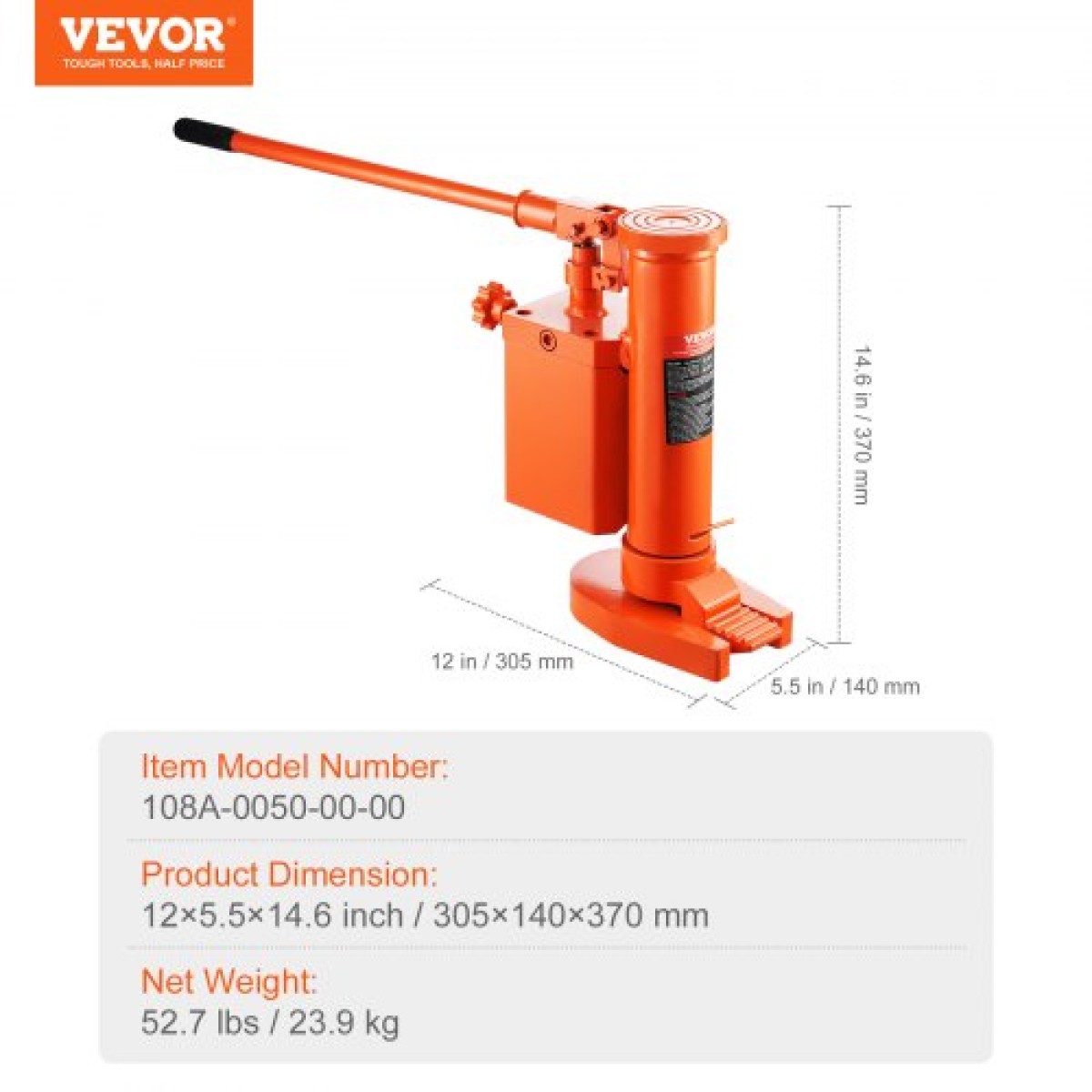 VEVOR Hydraulic Toe Jack, 5 Ton On Toe Jack Lift, 10 Ton On Top Lift Capacity Machine Jack, 1,0-9,1 in Toe Height, 14,6-22,4 in Toe Height, 360° Περιστρεφόμενο γρύλο με νύχια για μηχανήματα, βιομηχανία