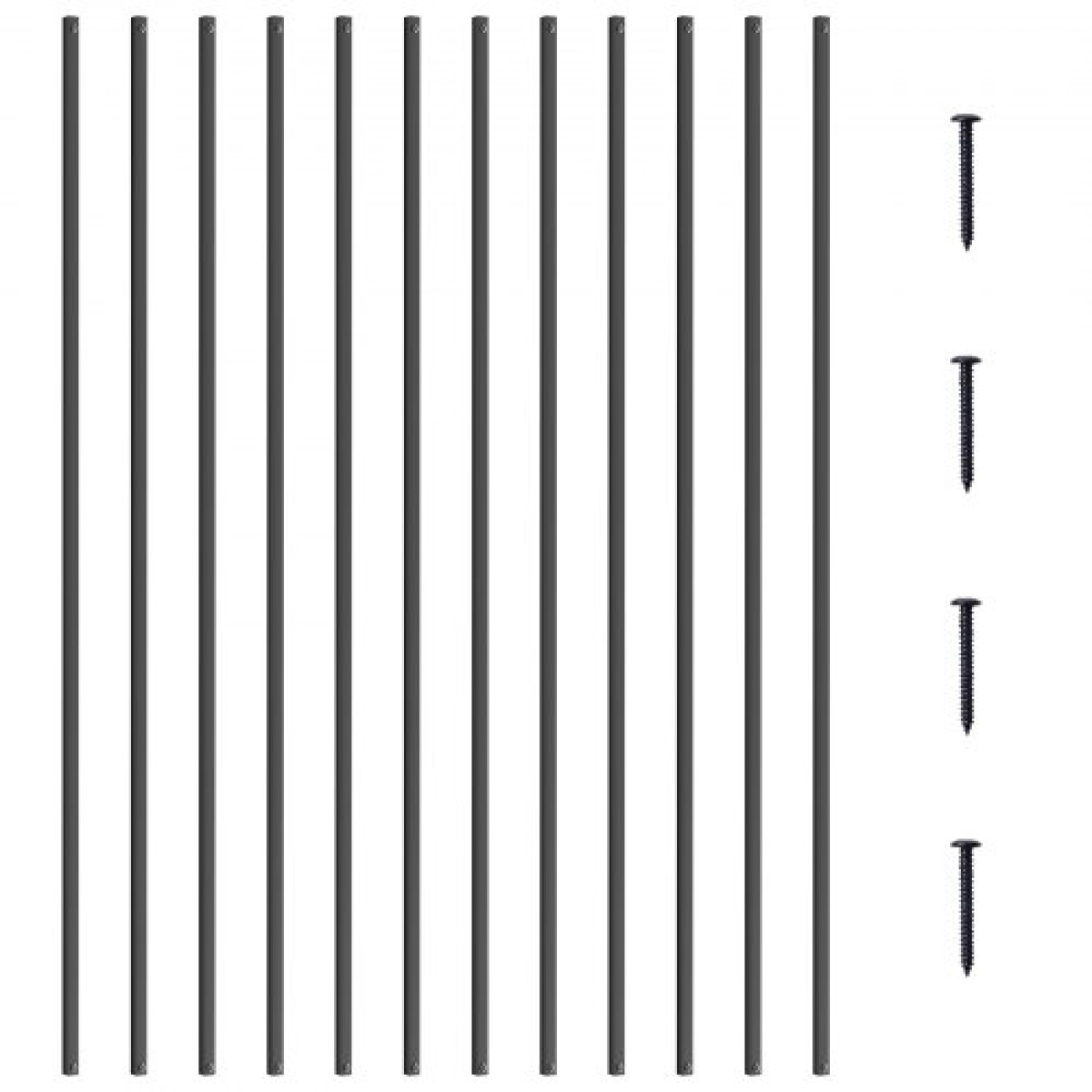 Μεταλλικά κάγκελα VEVOR Staircase, 44'' x 0,5'' τετράγωνα διακοσμητικά κάγκελα από κράμα αλουμινίου, 31 πακέτο κιγκλίδωμα καταστρώματος με βίδες, κλασικό κοίλο ίσιο κιγκλίδωμα κατάστρωμα με σατέν μαύρη επίστρωση