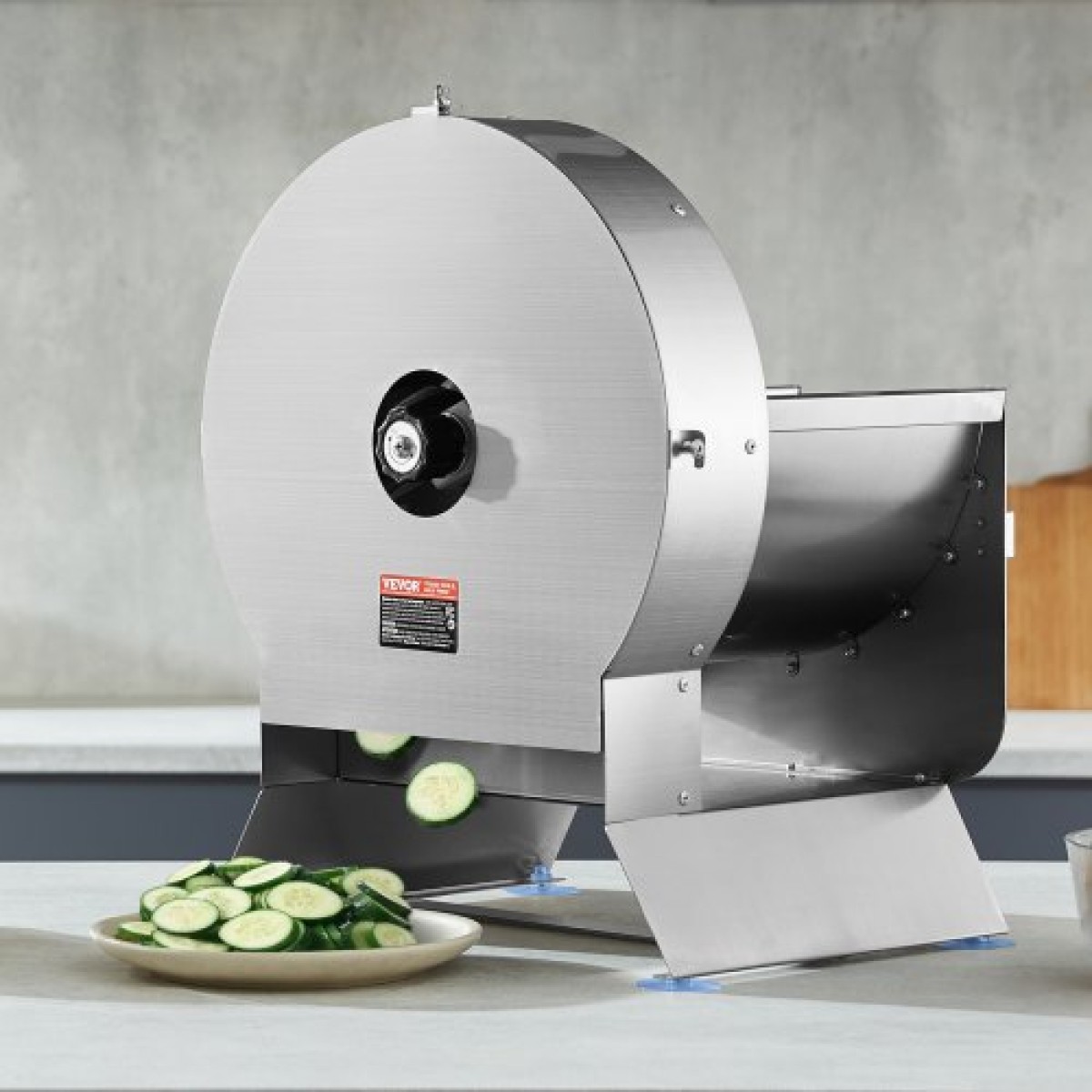 VEVOR Electric Vegetable Slicer, 0-0,5"/0-12mm Πάχος Εμπορική μηχανή κοπής, μετατρέψιμο σε χειροκίνητο, μηχανή κοπής τροφίμων από ανοξείδωτο χάλυβα, μεγάλη θύρα τροφοδοσίας για πατάτα, ντομάτα