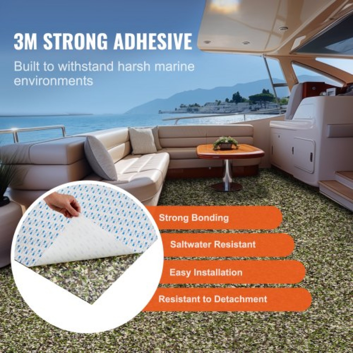 VEVOR Boat Flooring, EVA Foam Boat Decking 94,5" x 23,6", Αντιολισθητικό Αυτοκόλλητο Δάπεδο, 31,1sq.ft 2 Rolls of Marine Carpet for Boats, Yacht, Pontoon, Kayak Decking