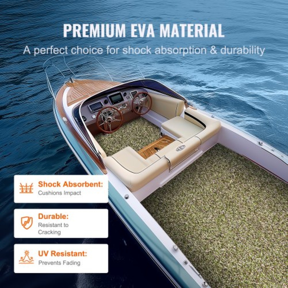 VEVOR Boat Flooring, EVA Foam Boat Decking 94,5" x 23,6", Αντιολισθητικό Αυτοκόλλητο Δάπεδο, 31,1sq.ft 2 Rolls of Marine Carpet for Boats, Yacht, Pontoon, Kayak Decking