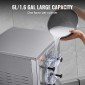 Εμπορική παγωτομηχανή VEVOR, απόδοση 18 L/H, 1600W Παγωτομηχανή σκληρού σερβιρίσματος μονής γεύσης με ρόδες, κύλινδρος από ανοξείδωτο ατσάλι 6 λίτρων, προψύξη αυτόματης καθαριότητας πάνελ LED, για σνακ μπαρ εστιατορίων