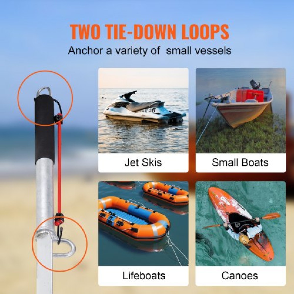 Στύλος άγκυρας βάρκας VEVOR Sand Spike, 36" γαλβανισμένος ανθρακούχο χάλυβας άγκυρας άγκυρας ακτής, αυτοσφυρηλάτηση άγκυρα παραλίας για καγιάκ Jetski Pontoon Small Boat, με τσάντα αποθήκευσης Oxford και κορδόνι bungee