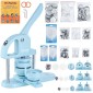 VEVOR Button Maker, 1/1,25/2,28 inch (25/32/58mm) 3-IN-1 Pin Maker, 300pcs Button Parts, Button Maker Machine with Panda Magic Book, Ergonomic Arc Handle Punch Press Kit, For Children DIY Gifts, Blue