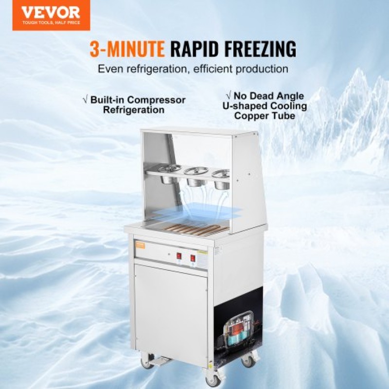 VEVOR Fried Ice Cream Roll Machine Rolled Ice Cream Maker 13.8 x 13.8 inch Pan