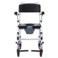 Αναπηρικό αμαξίδιο VEVOR Shower Commode με 4 ρόδες που κλειδώνουν, υποπόδια, βραχίονες που ανατρέπονται, ρυθμιζόμενο ύψος 3 επιπέδων, αφαιρούμενος κάδος 5 λίτρων, χωρητικότητα 350 LBS, καρέκλα Commode για ενήλικες ηλικιωμένους