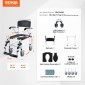 Αναπηρικό αμαξίδιο VEVOR Shower Commode με 4 ρόδες που κλειδώνουν, υποπόδια, βραχίονες που ανατρέπονται, ρυθμιζόμενο ύψος 3 επιπέδων, αφαιρούμενος κάδος 5 λίτρων, χωρητικότητα 350 LBS, καρέκλα Commode για ενήλικες ηλικιωμένους