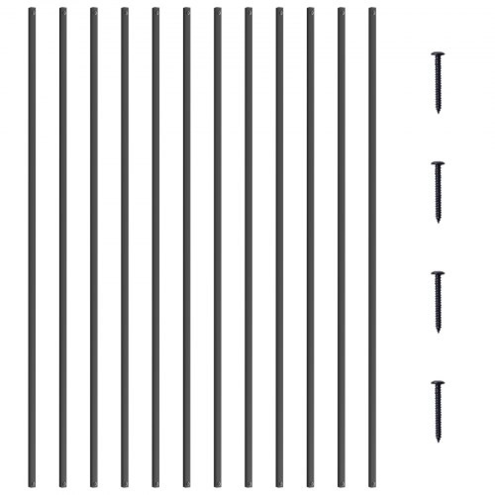Μεταλλικά κάγκελα VEVOR Staircase, 44'' x 0,5'' τετράγωνα διακοσμητικά κάγκελα από κράμα αλουμινίου, κάγκελο 11 συσκευασιών με βίδες, κλασικό κοίλο ίσιο κιγκλίδωμα κατάστρωμα με σατέν μαύρη επίστρωση